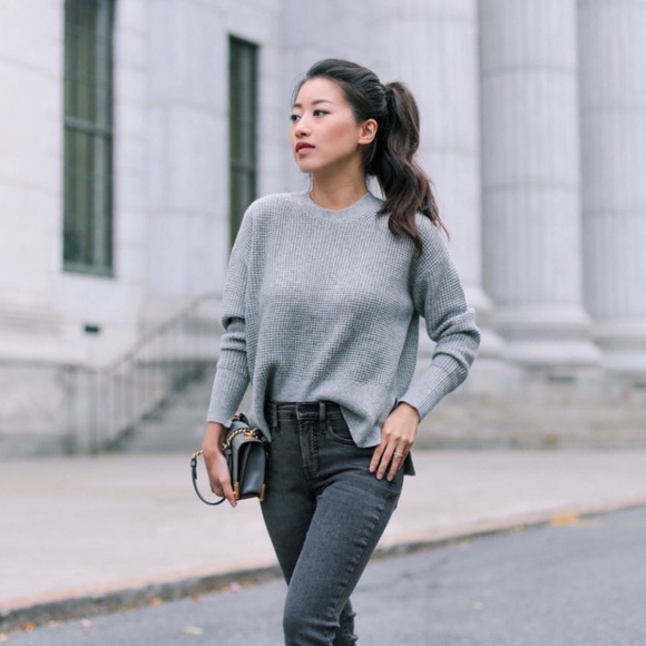 Everlane Sweaters - EVERLANE Cashmere Waffle Knit Crew Sweater Gray XS